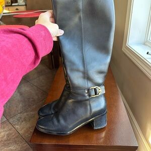 Black Leather Knee-High Boots